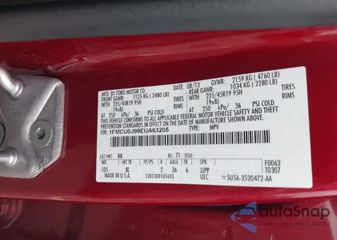 2014 Ford Escape Titanium from USA, damaged, VIN 1FMCU0J99EUA63205